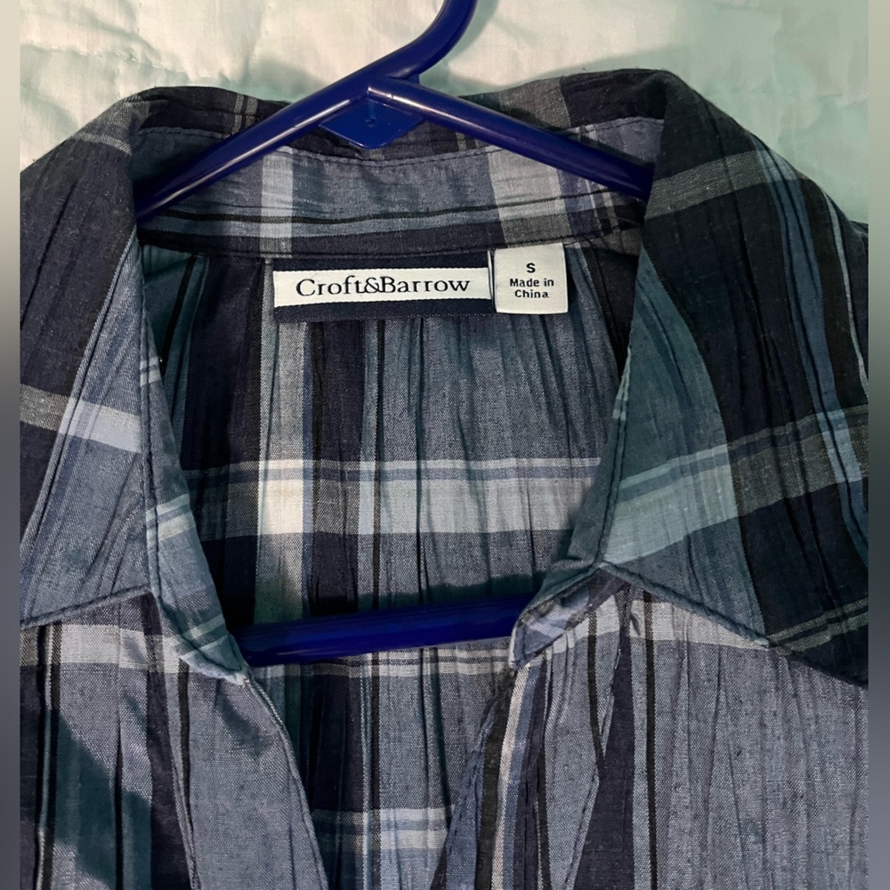 Croft & Barrow Blue Plaid Shirt - Picture 2 of 7